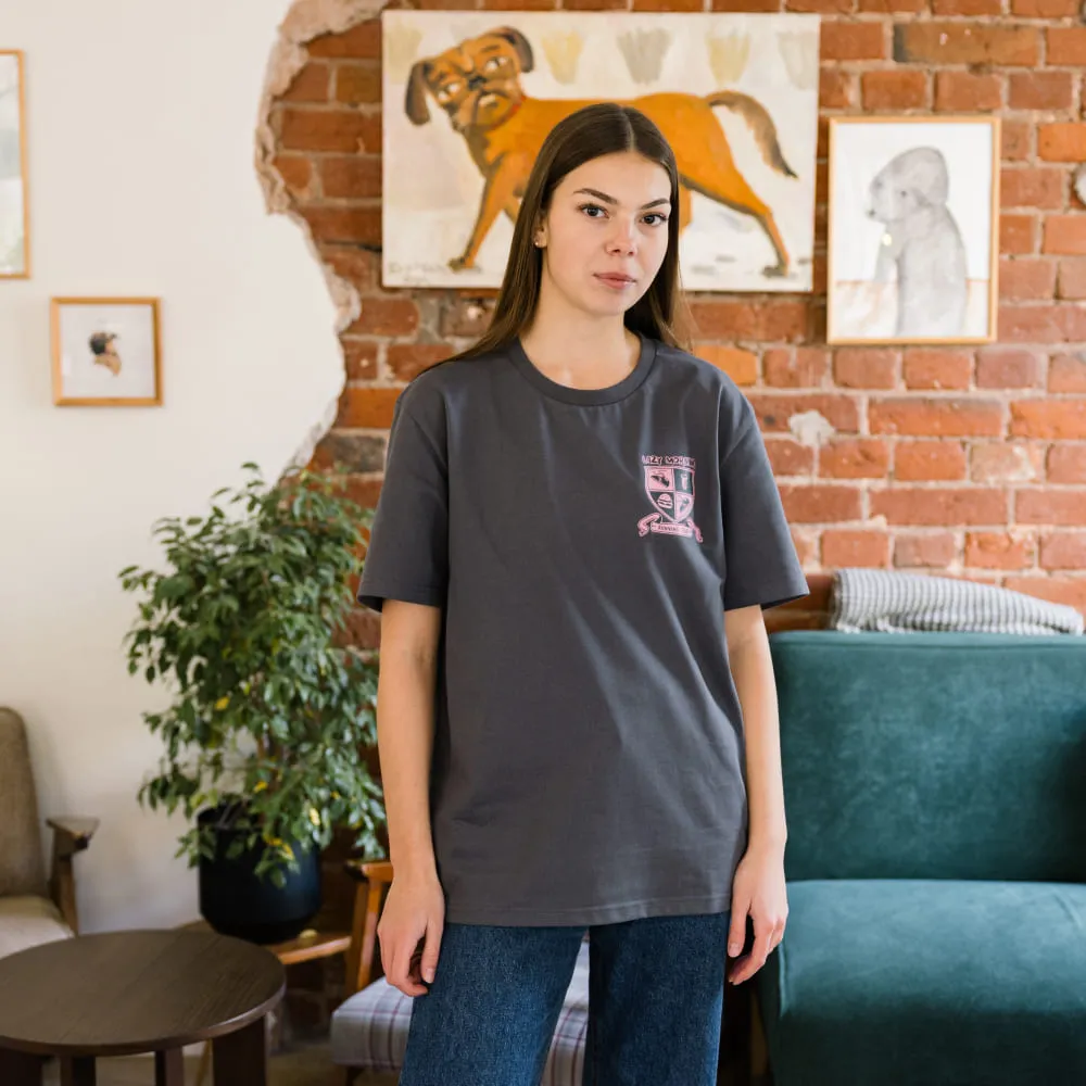 Футболка Friend Function Lazy Morning Running Club серая оверсайз - фото 5