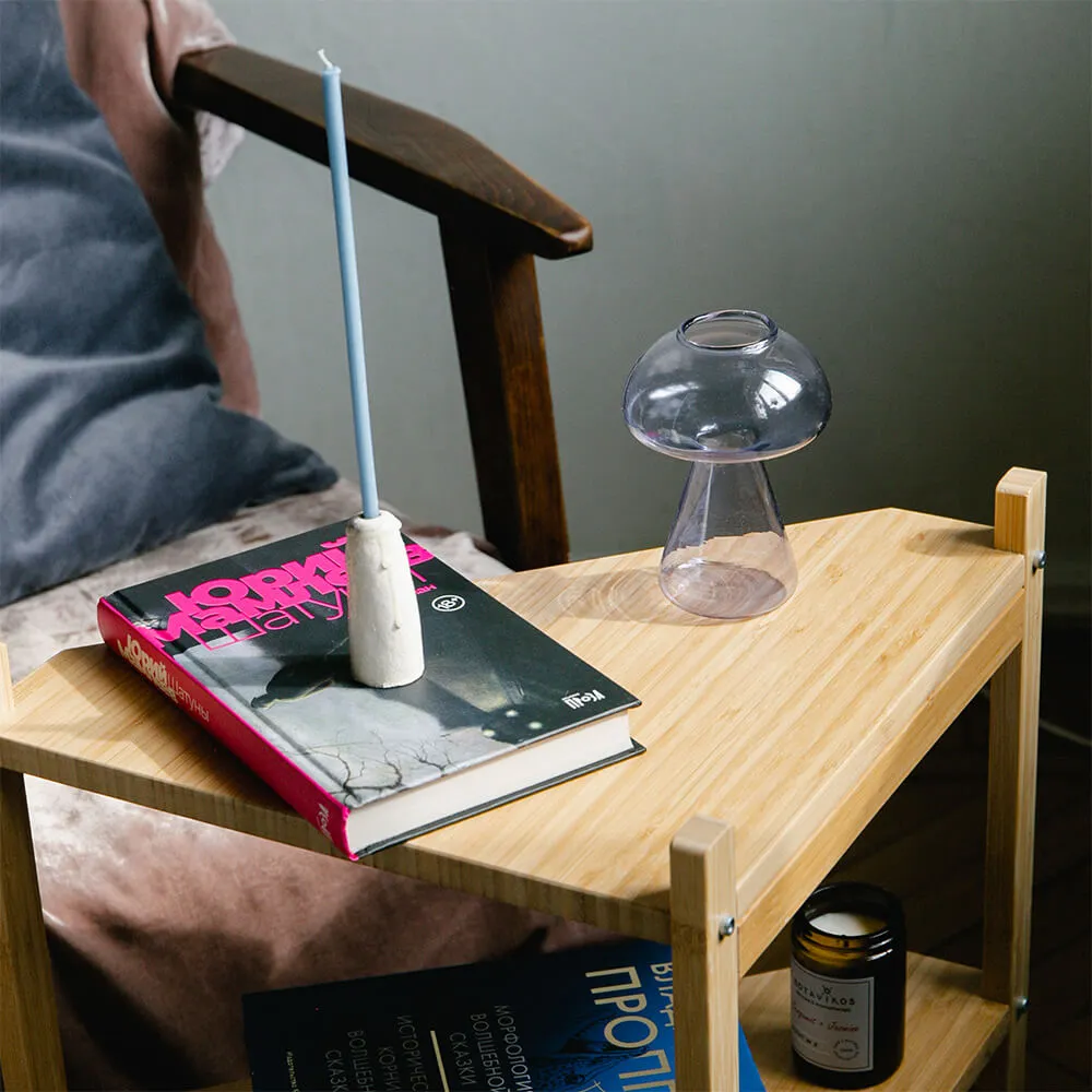 Ваза Грибочек прозрачная синяя - фото 4