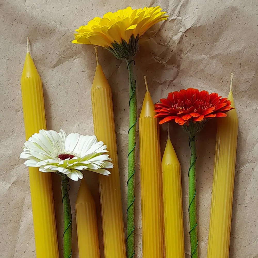 Рифленая столовая свеча из пчелиного воска - набор 5 шт - фото 3