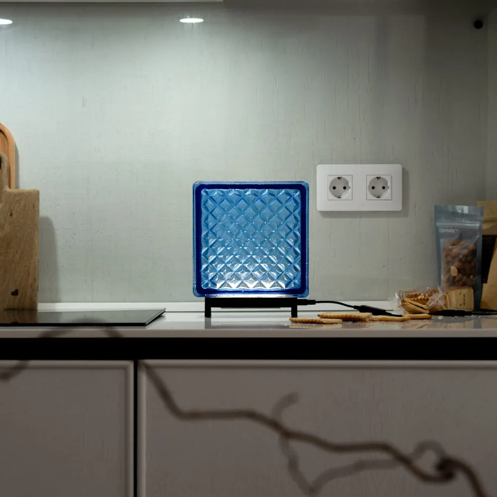 Светильник-стеклоблок синий - фото 2