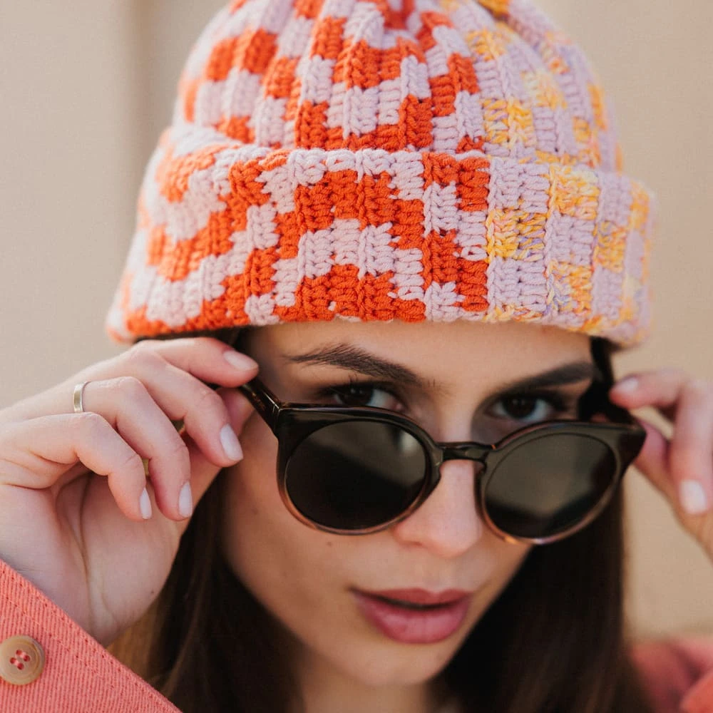 Шапка-бини Jacob Cro Twins Pink Red Yellow melange - фото 3