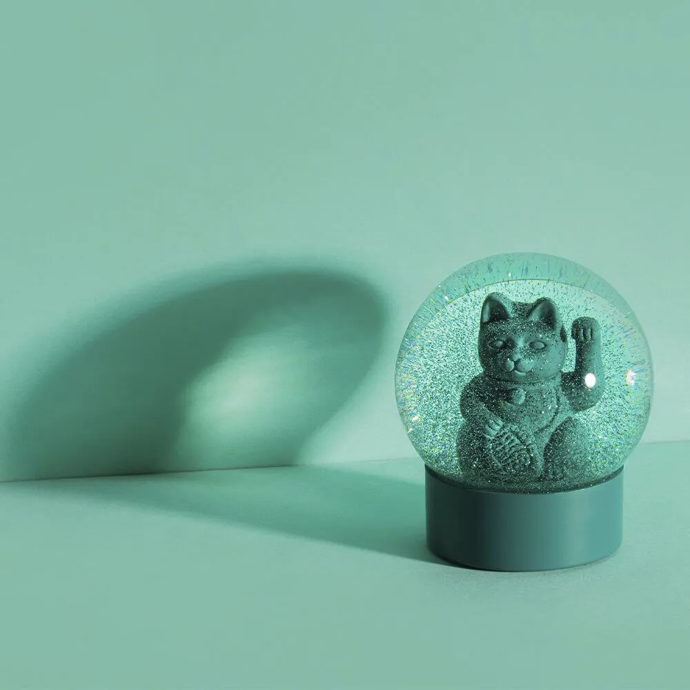 Снежный шар Манэки-нэко - Lucky Cat зеленый - фото 3