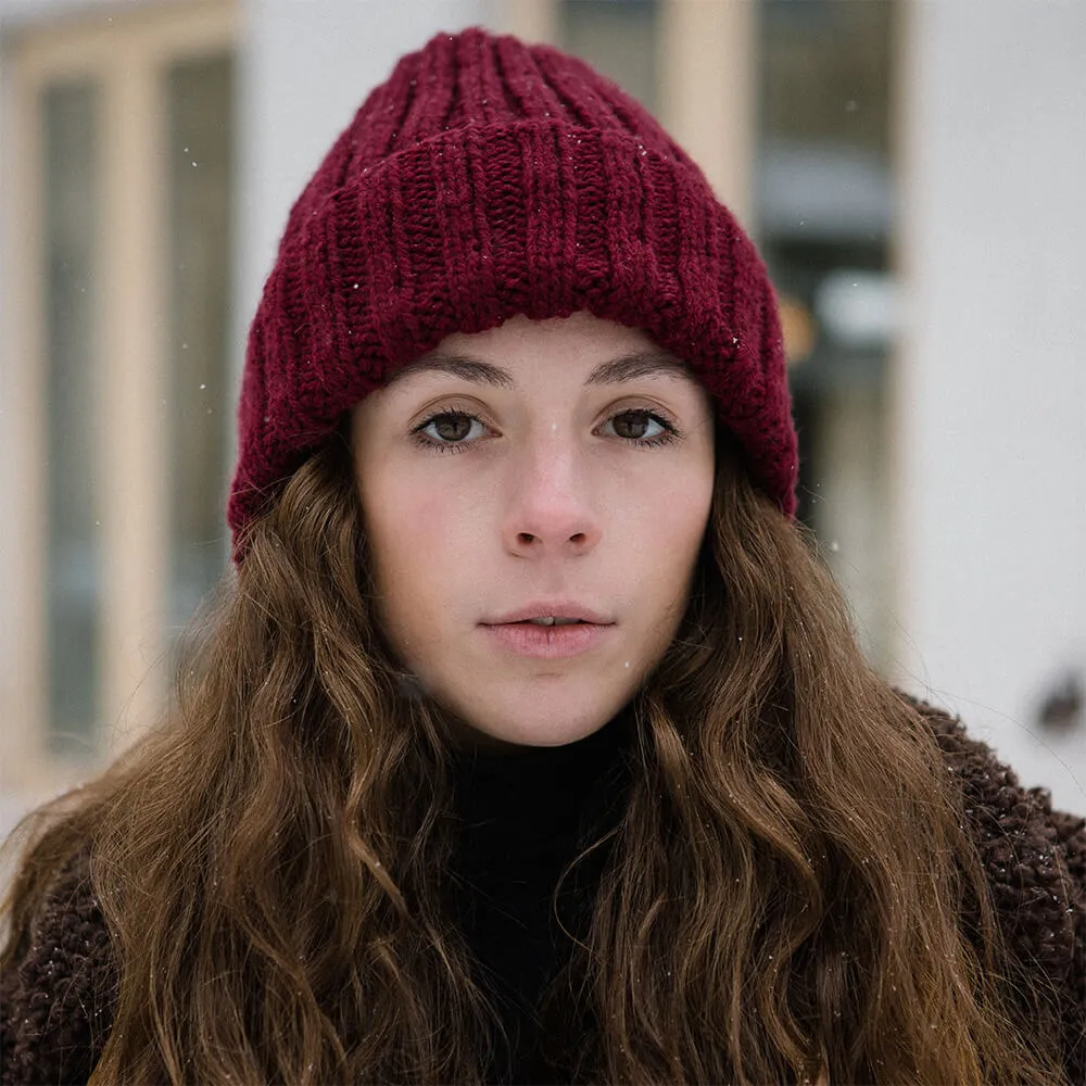 Шапка шерстяная Friend Function Крупной Вязки Бордовая - фото 3