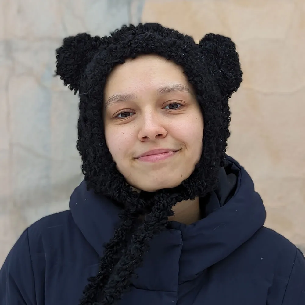 Шапка с ушками CHECK YA HEAD шерстяная черная 2358 - фото 1