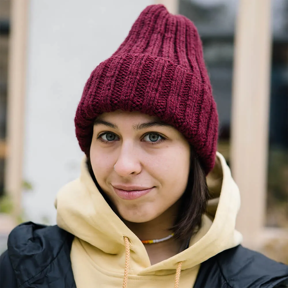 Шапка шерстяная Friend Function Крупной Вязки Бордовая - фото 6