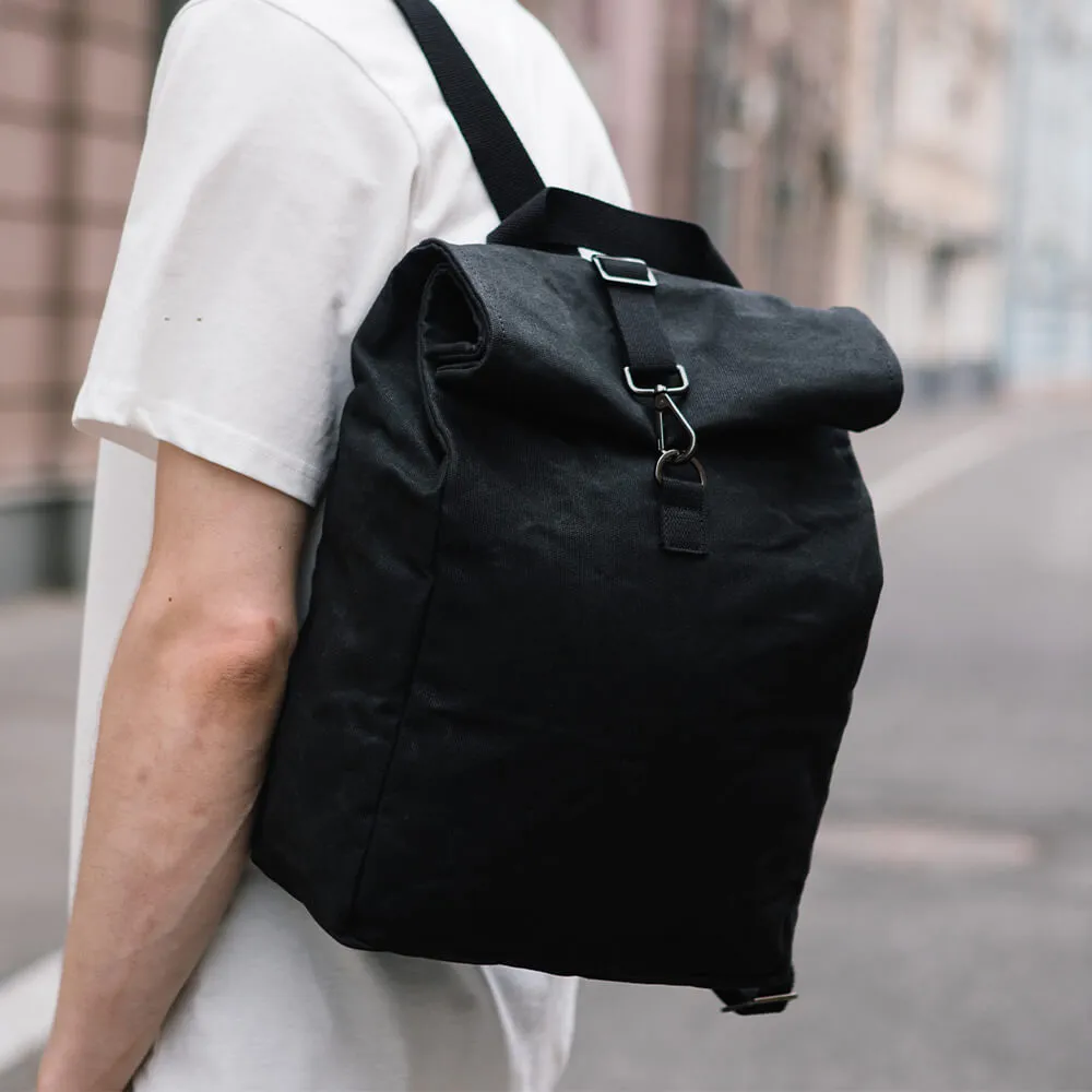 Рюкзак роллтоп из канваса Friend Function Mini черный - фото 1