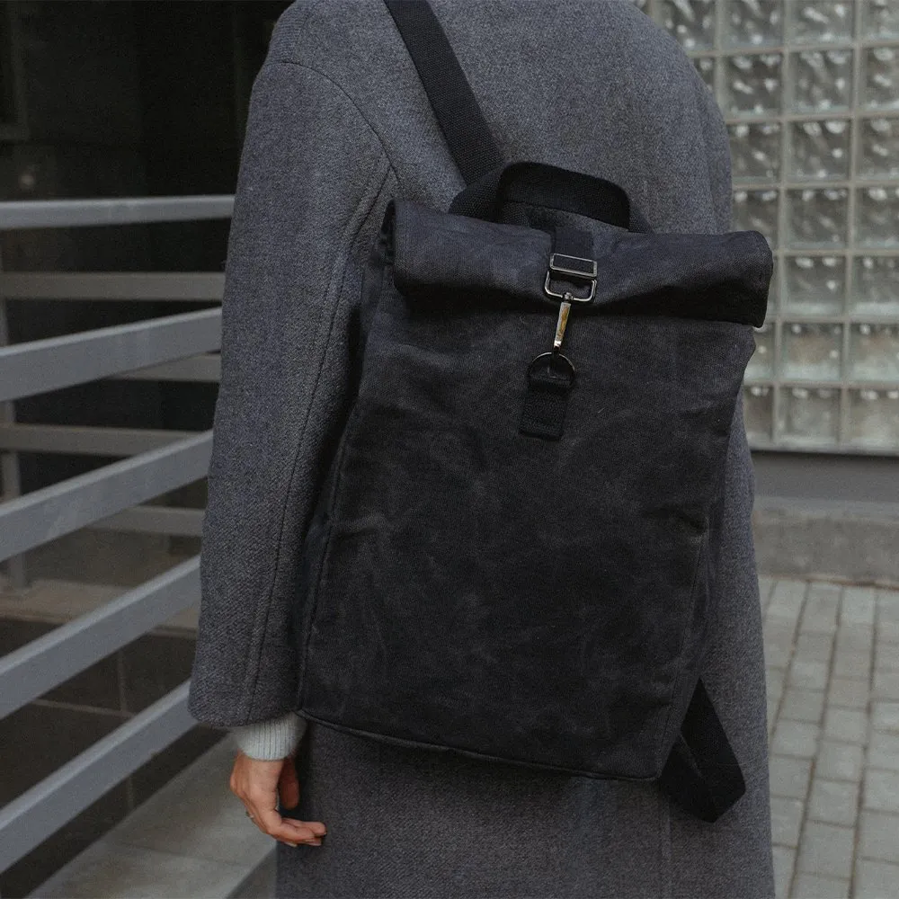 Рюкзак роллтоп из канваса Friend Function Mini черный - фото 10