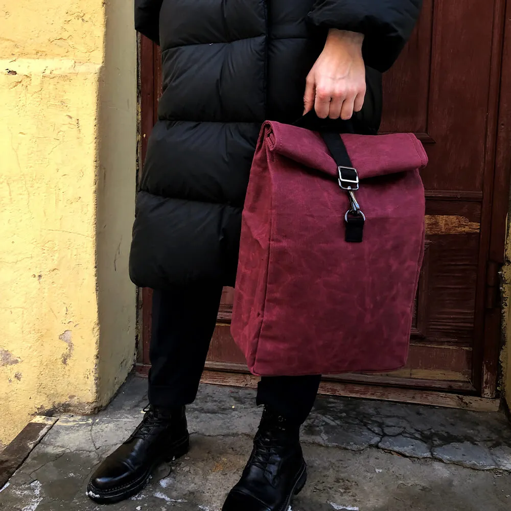 Рюкзак роллтоп из канваса Friend Function Mini винный - фото 8