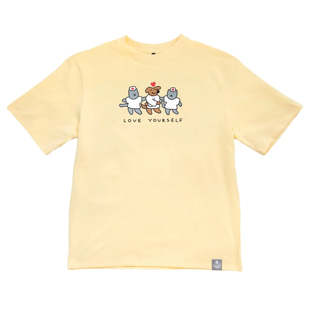 Оверсайз футболка Barking Store Love yourself мужская желтая - фото 4