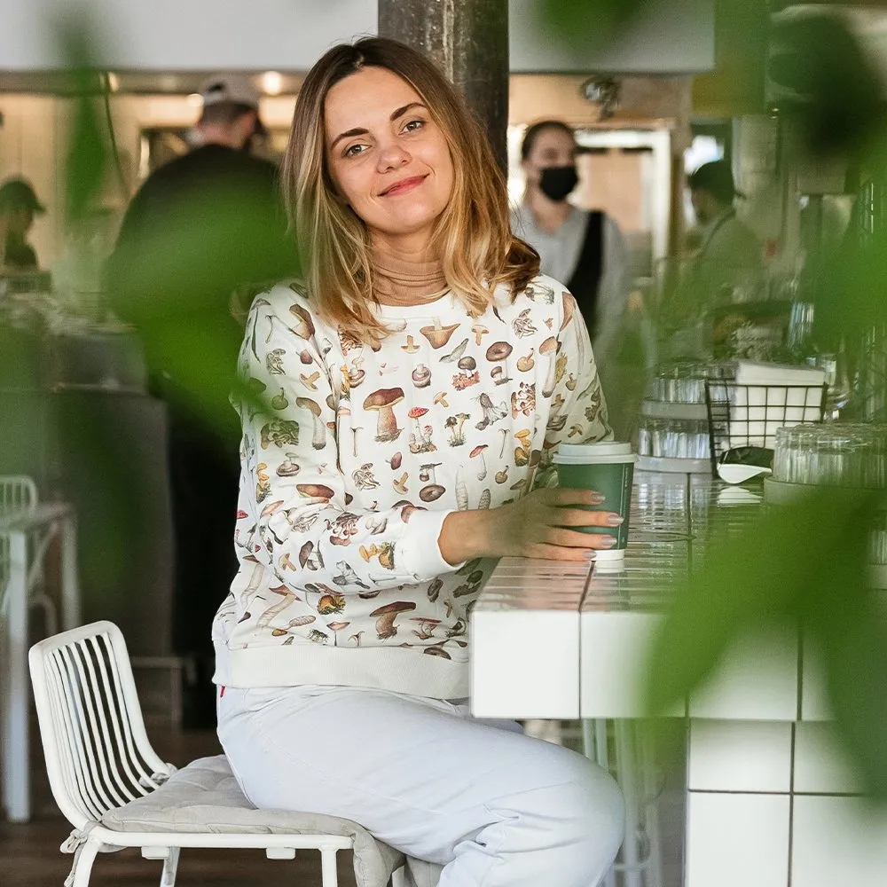 Свитшот Dedicated Ystad Raglan Mushrooms Off-White женский - фото 6