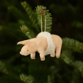 Ватная елочная игрушка - Свинка в юбочке