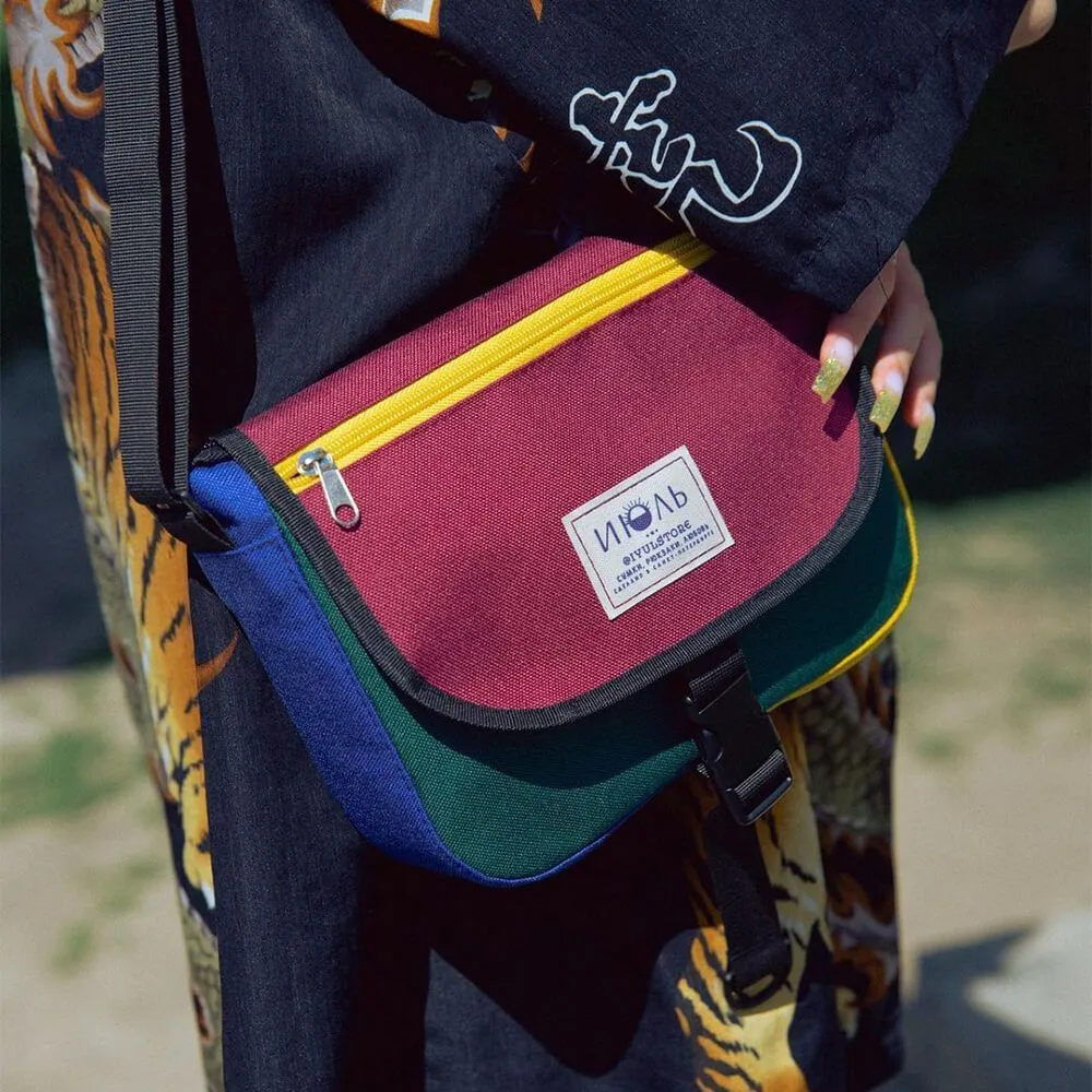 Сумка iyulstore Square Color block бордово-зелёная - фото 14