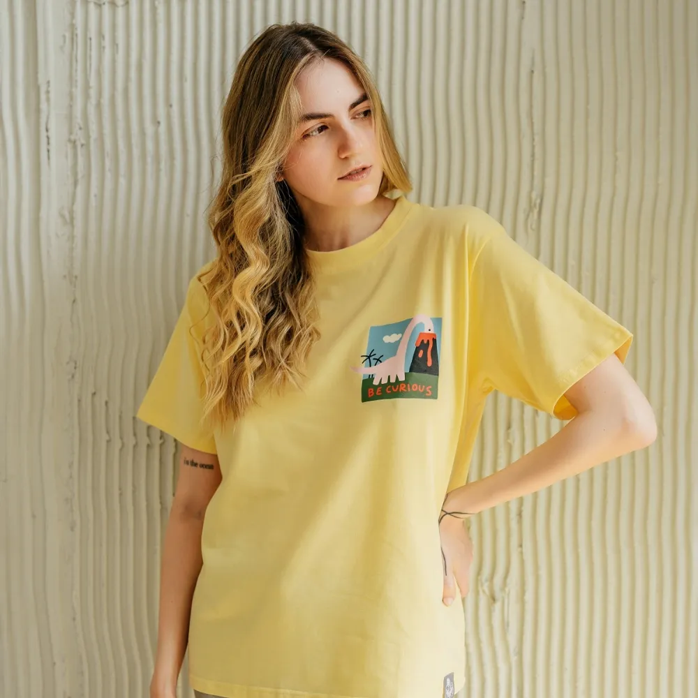 Футболка Barking Store Be curious мужская жёлтая - фото 6