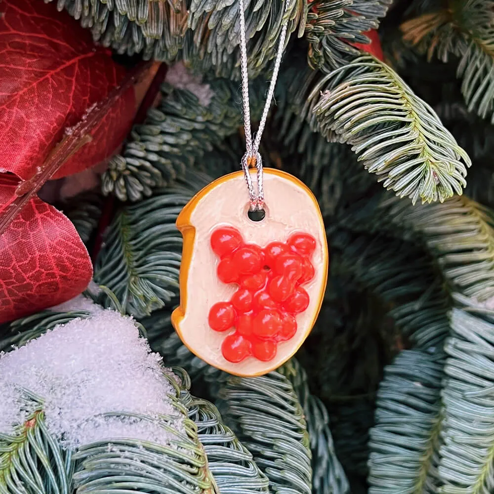 Керамическая ёлочная игрушка Бутерброд с икрой - фото 1