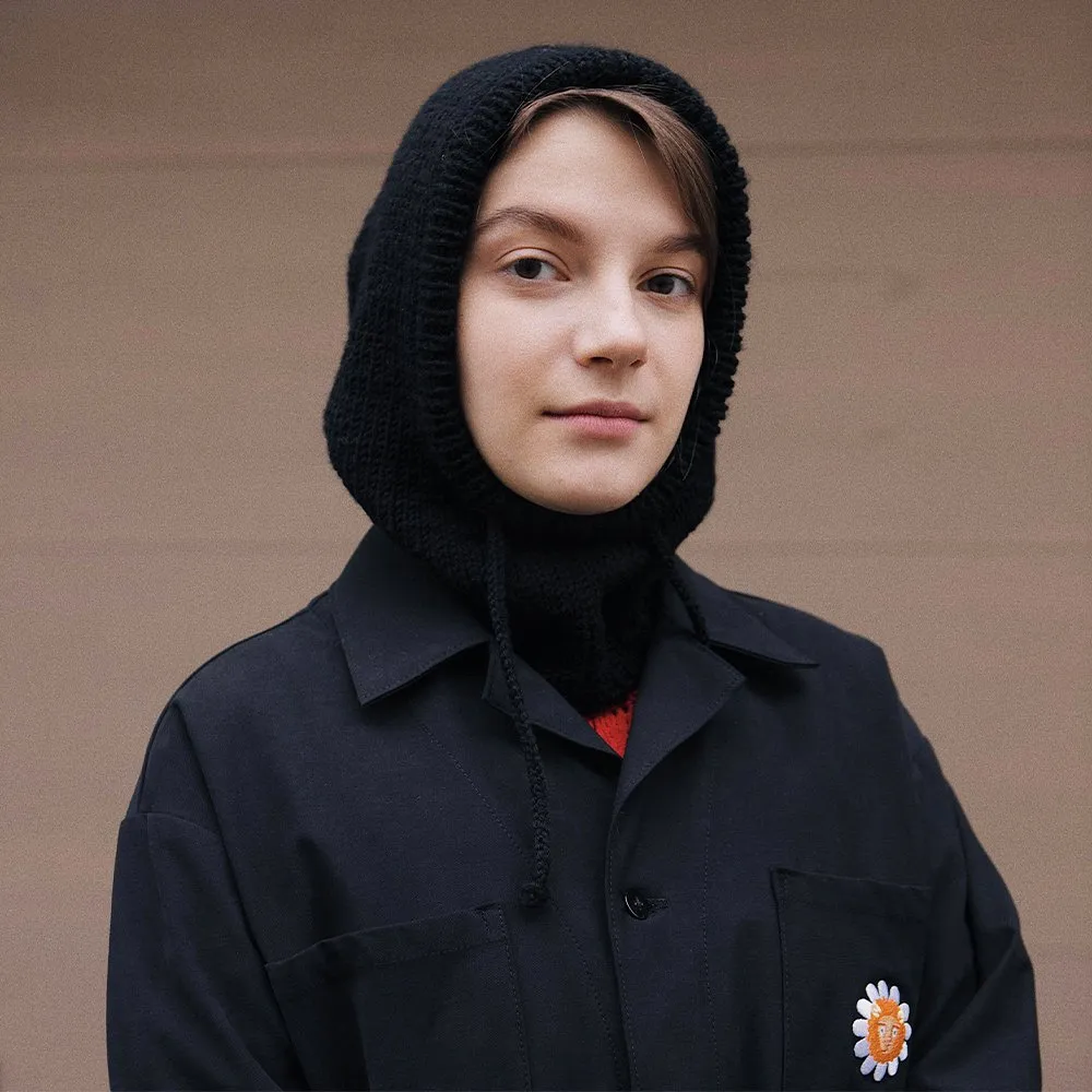 Вязаный капор капюшон Friend Function черный - фото 1