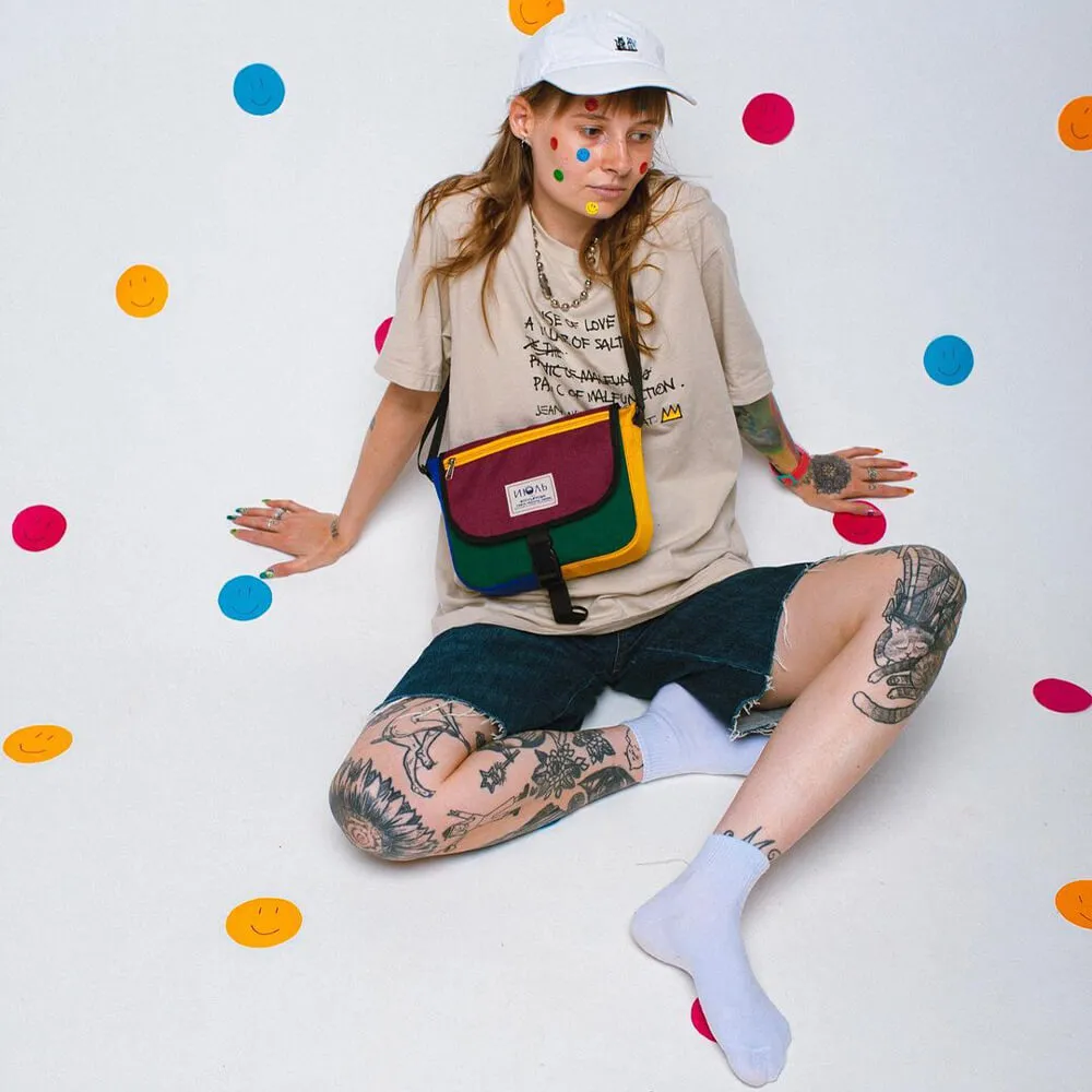 Сумка iyulstore Square Color block бордово-зелёная - фото 12