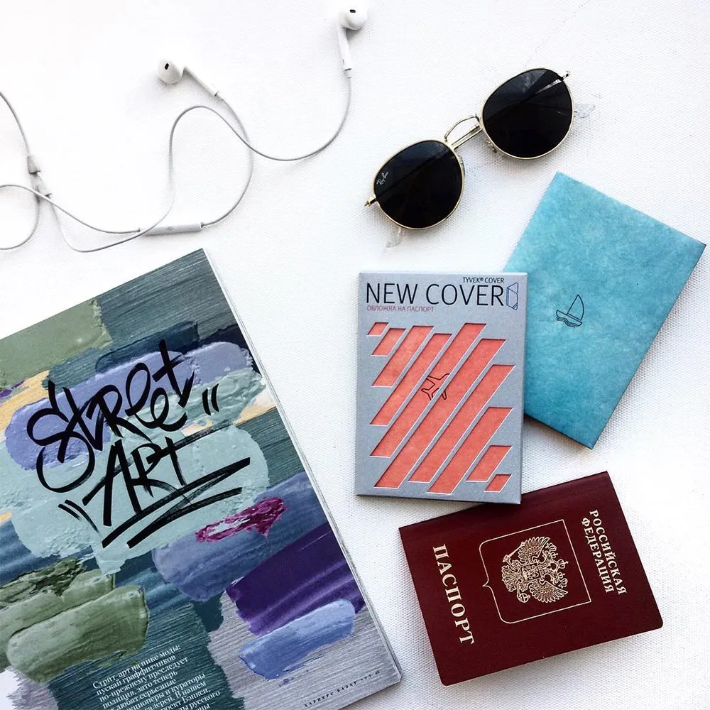 Обложка для паспорта из тайвека New Wallet Чайка и лодка - фото 9