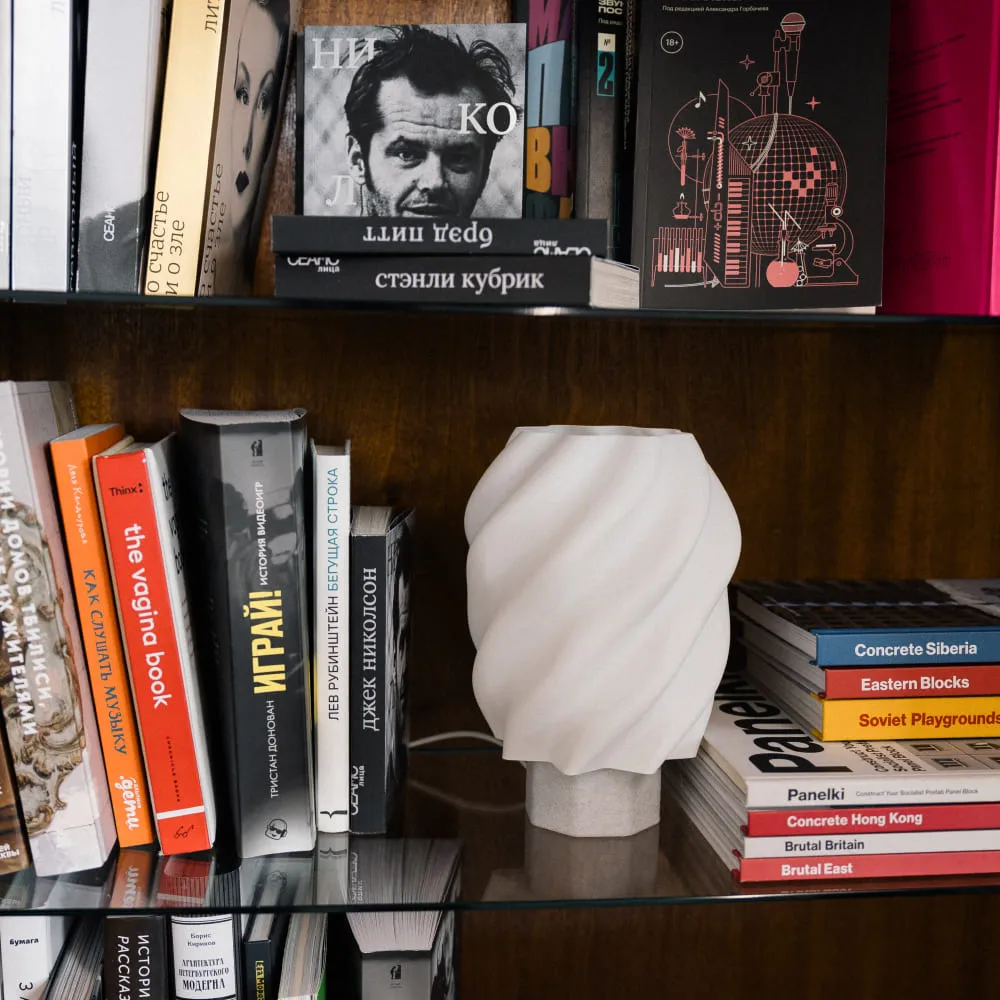 Светильник Mana Fabric Ива на белой подставке - фото 7