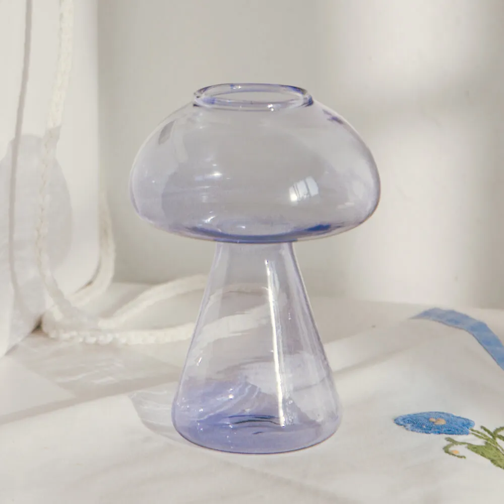 Ваза Грибочек прозрачная синяя - фото 2