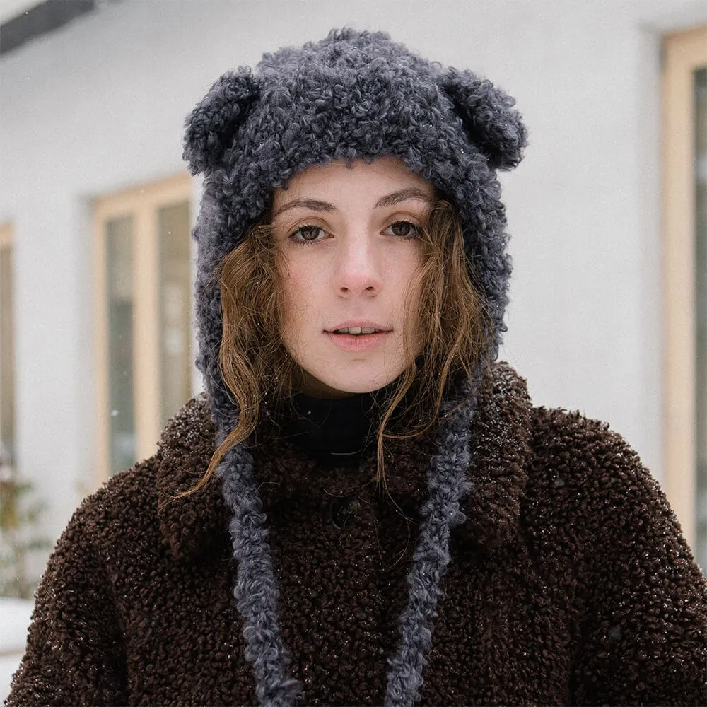 Шапка с ушками CHECK YA HEAD шерстяная графитовая 2358 - фото 4