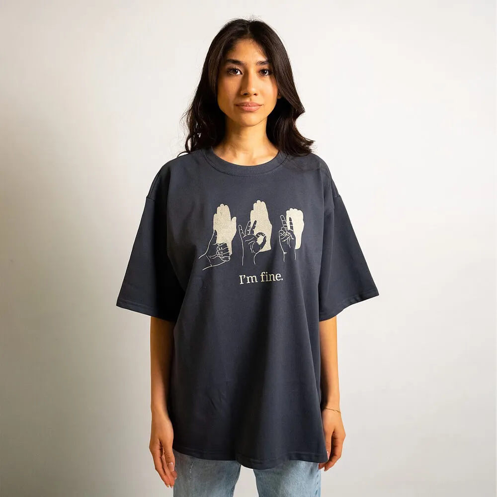 Футболка Barking Store I`m fine мужская серая - фото 3