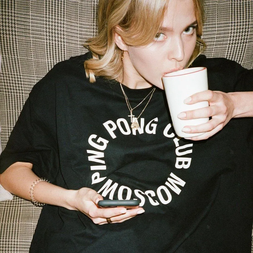Футболка Ping Pong Club Moscow Big Logo черная женская - фото 3