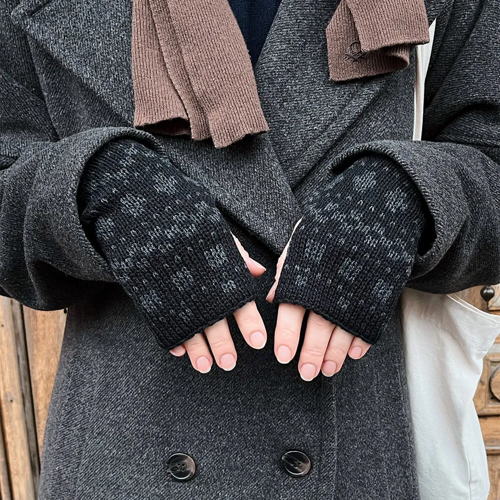 Митенки CHECK YA HEAD шерстяные черный меланж 2331 - фото 2