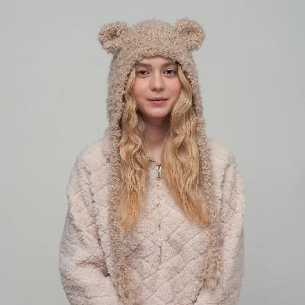 Шапка с ушками CHECK YA HEAD шерстяная светло-бежевая 2358 - фото 5