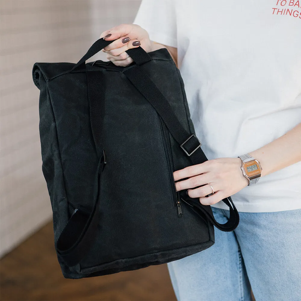 Рюкзак роллтоп из канваса Friend Function Mini черный - фото 6