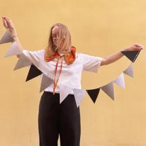 Флажки для вечеринки черно-серо-белые