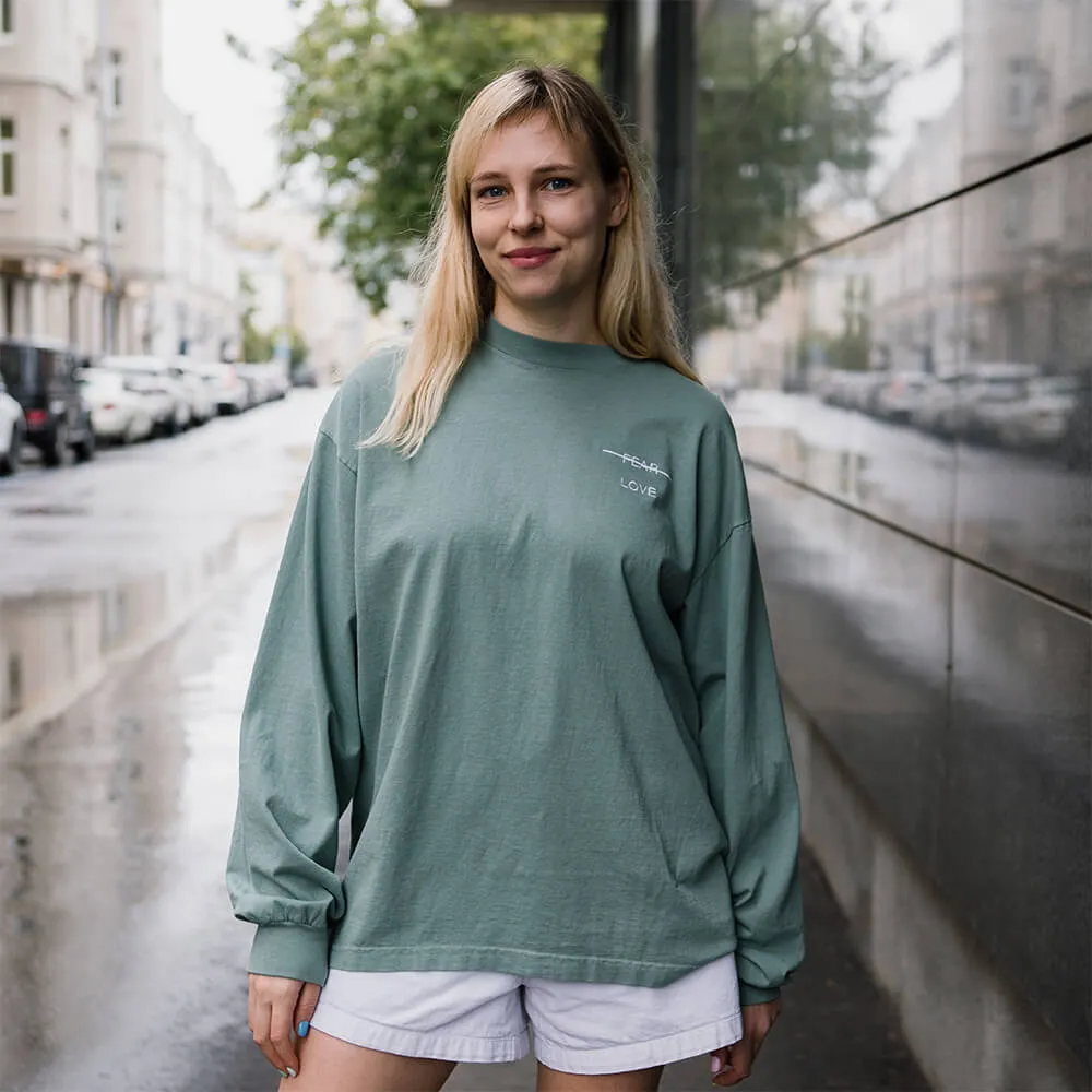 Лонгслив Akomplice Love Over Fear Embroidered Slate Green - фото 2