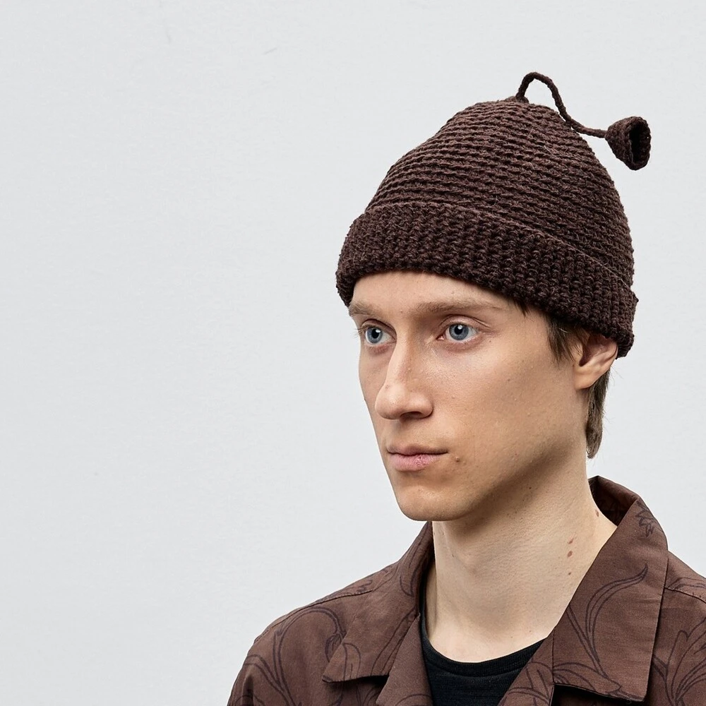 Шапка-бини CHECK YA HEAD с цветком бордовая Т2309/2 - фото 1
