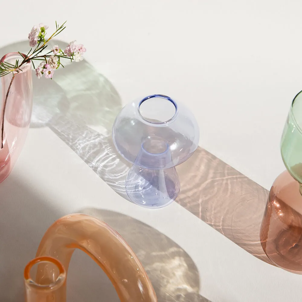 Ваза Грибочек прозрачная синяя - фото 6