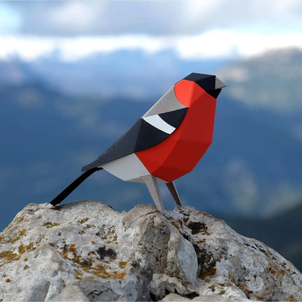 Бумажная модель для сборки Plego Art Pyrrhula pyrrhula (снегирь) - фото 7