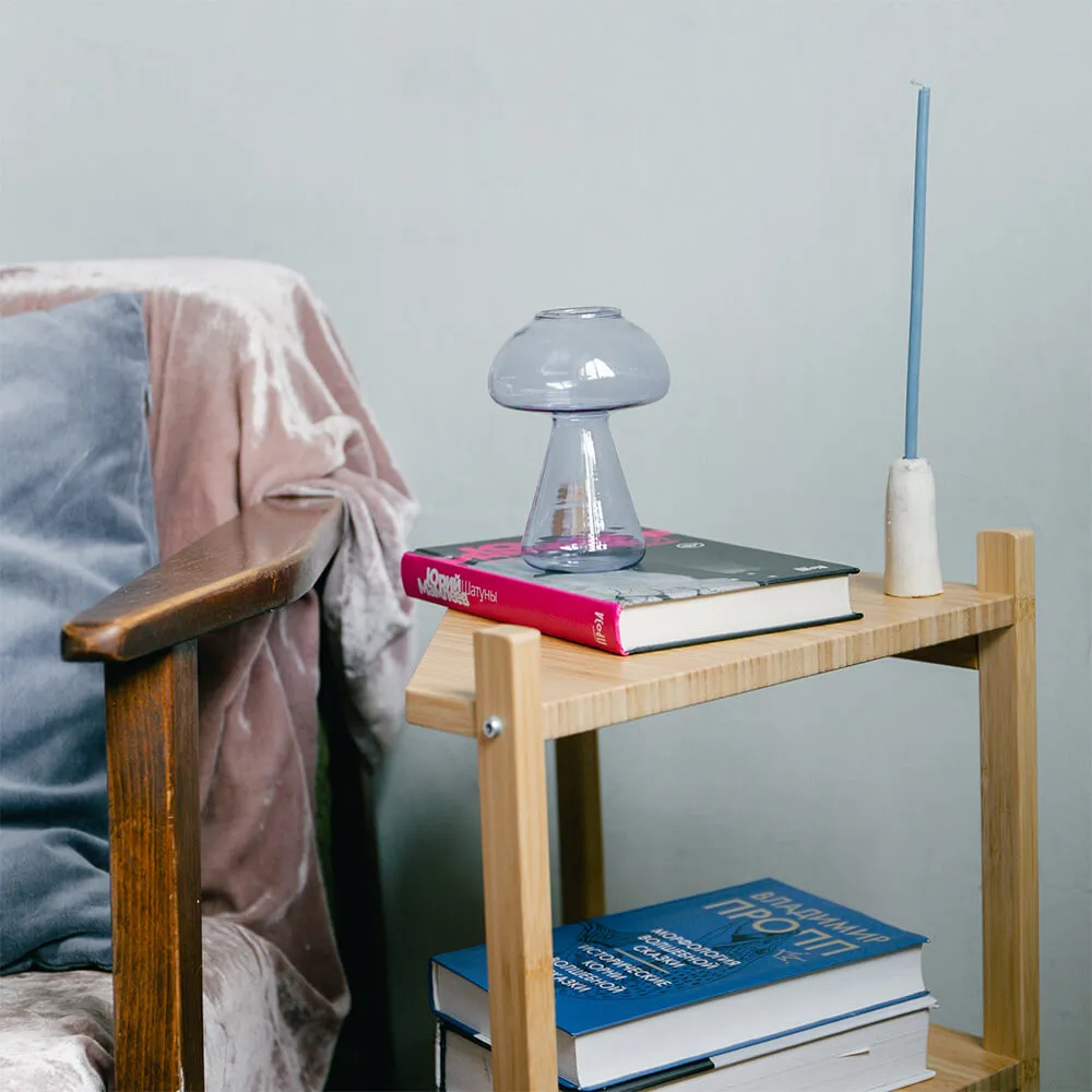 Ваза Грибочек прозрачная синяя - фото 3