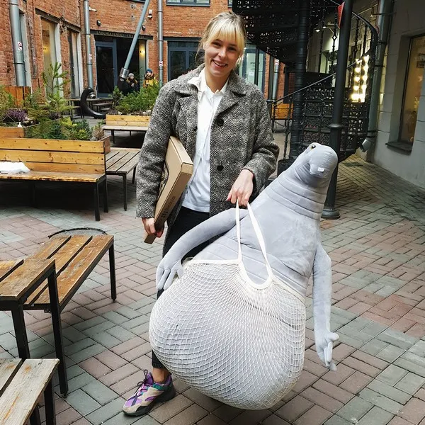 Авоська огромная бежевая - фото 4