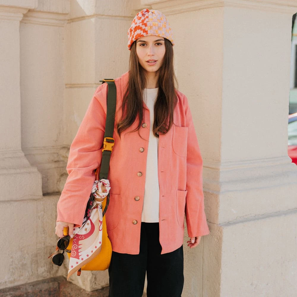 Шапка-бини Jacob Cro Twins Pink Red Yellow melange - фото 8