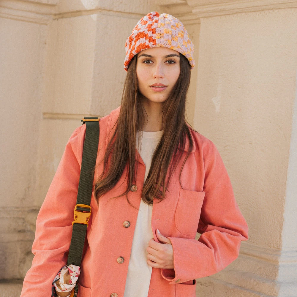 Шапка-бини Jacob Cro Twins Pink Red Yellow melange - фото 7