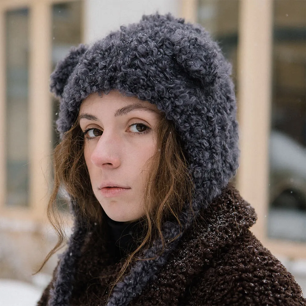 Шапка с ушками CHECK YA HEAD шерстяная графитовая 2358 - фото 1