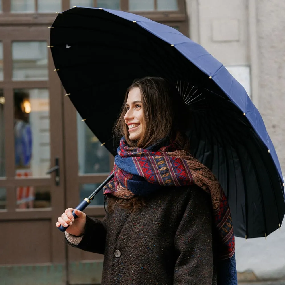 Зонт-трость с автооткрытием 24 ребра синий - фото 1