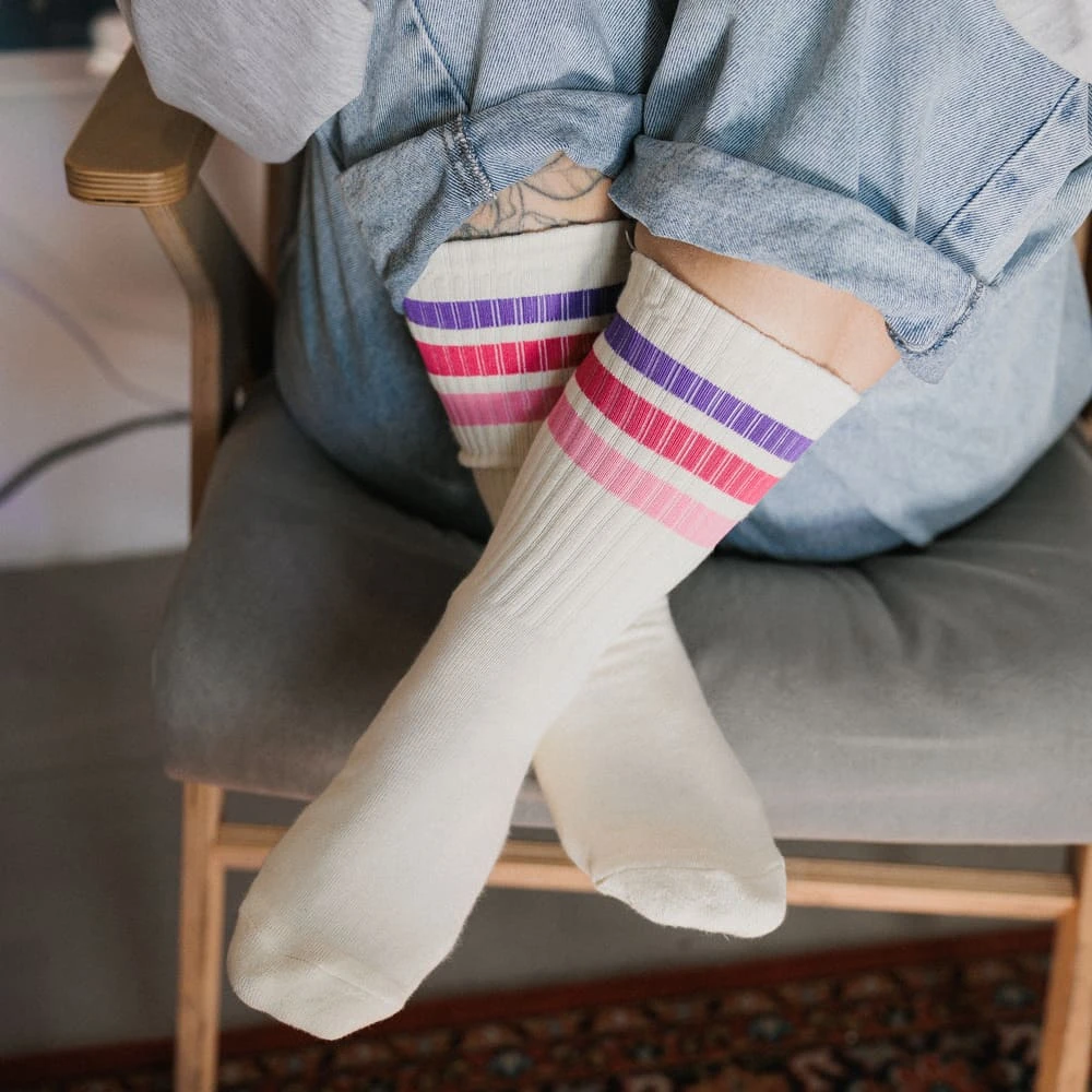 Носки Friend Function комфортные линии фиолетовый-малиновый-розовый 36-40 - фото 1