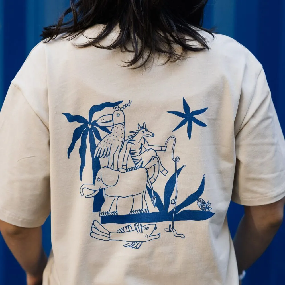 Футболка Friend Function Los Animales бежевая оверсайз - фото 7