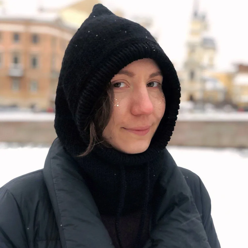 Вязаный капор капюшон Friend Function черный - фото 9