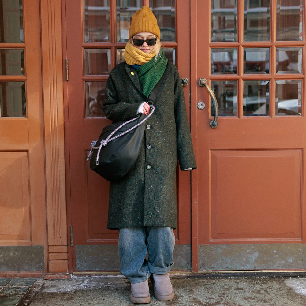 Пальто Friend Function зеленое с цветной крапинкой (50% шерсть) - фото 1