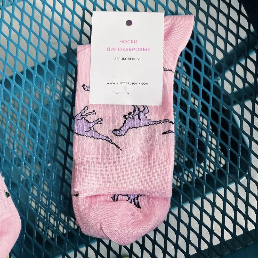 Носки Nikita Gruzovik розовые c лиловыми динозаврами 42-44 - фото 1