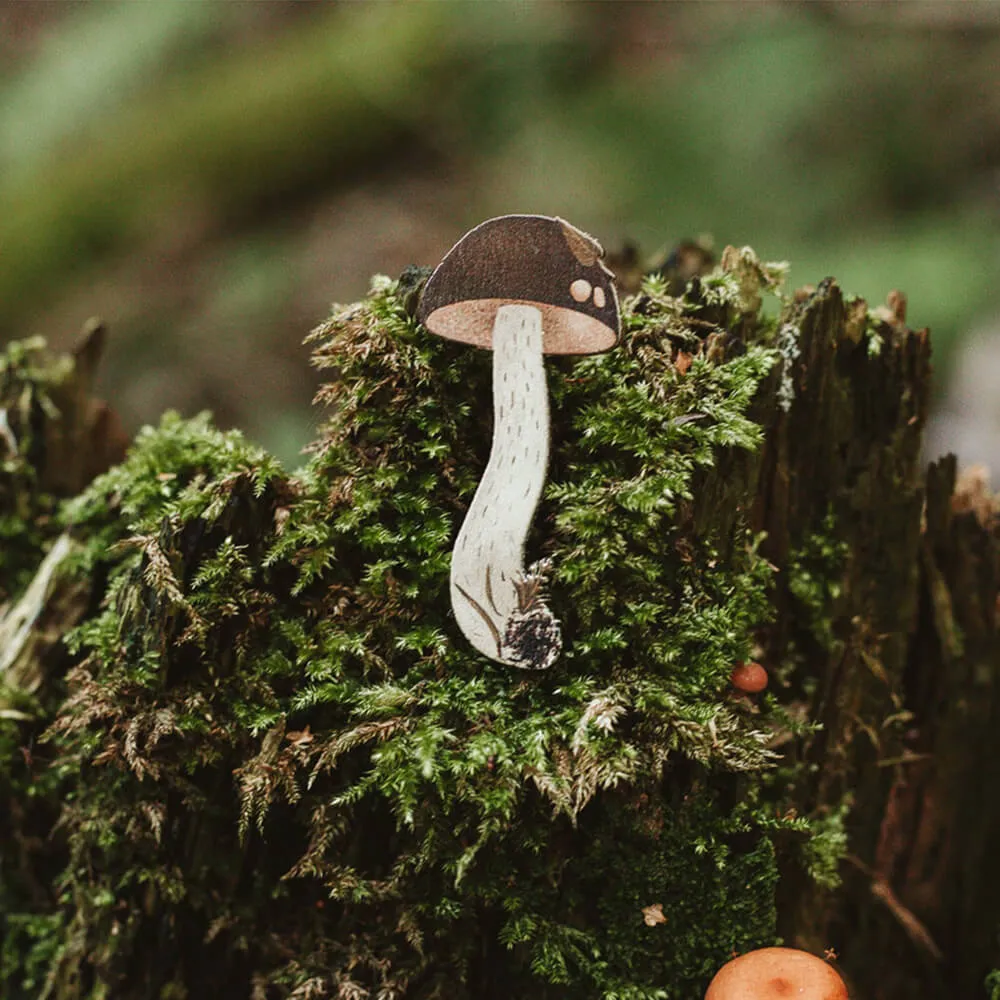 Деревянная брошка PlantMyBones Подберёзовик - фото 1