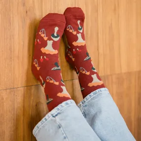 Носки Friend Function Грибные бордовые 36-40