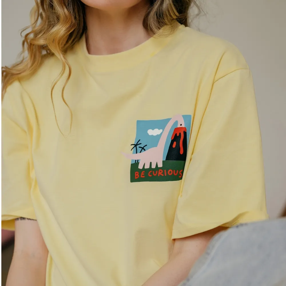 Футболка Barking Store Be curious мужская жёлтая - фото 5