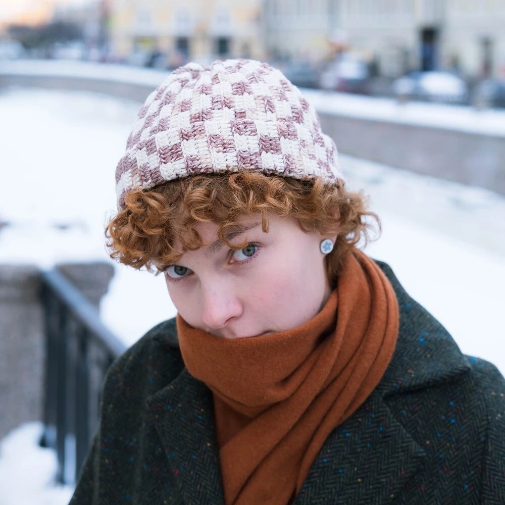 Шапка-бини Jacob Cro Twins Brown melange - фото 1