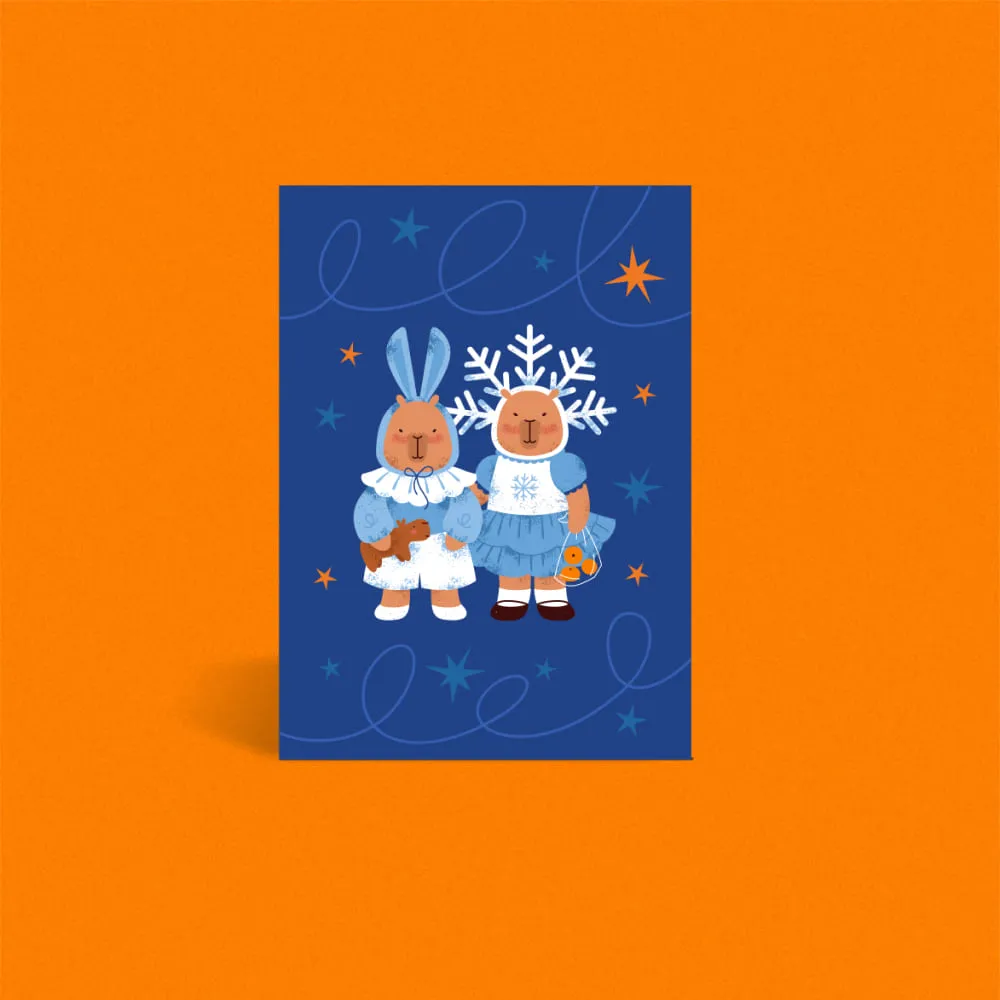 Новогодние открытки из матового картона с Капибарой Inside (разные дизайны) - фото 3